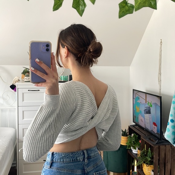 SALE!! Grey crop Garage sweater (reversible).    3 - Picture 7 of 7